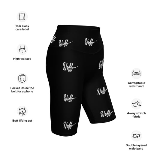 NUFF All Over - Black Biker Shorts